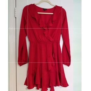 Express satin ruffle dress